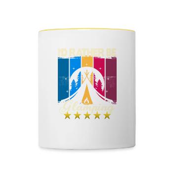 I'd rather be Glamping - Tasse zweifarbig - Weiß/Gelb - Vorne