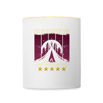 I'd rather be Glamping - Tasse zweifarbig - Weiß/Gelb - Vorne
