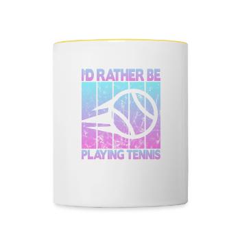 Je préfère jouer au tennis - Mug contrasté - blanc/jaune - Devant