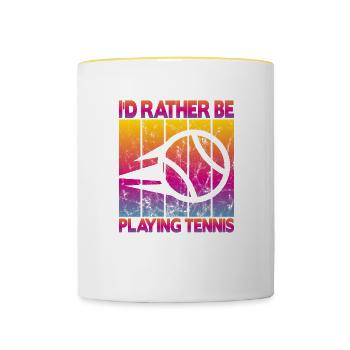 Je préfère jouer au tennis - Mug contrasté - blanc/jaune - Devant