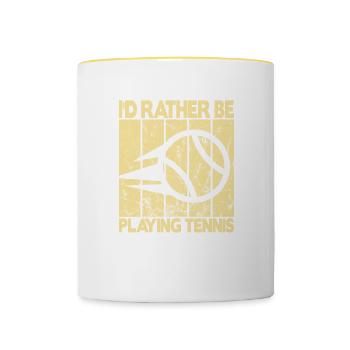 Je préfère jouer au tennis - Mug contrasté - blanc/jaune - Devant