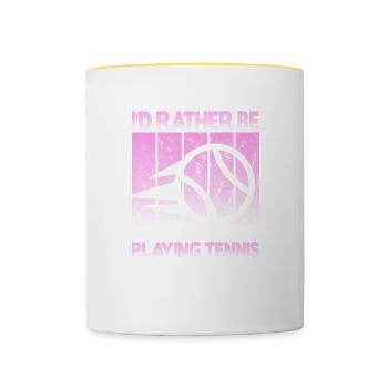 Je préfère jouer au tennis - Mug contrasté - blanc/jaune - Devant