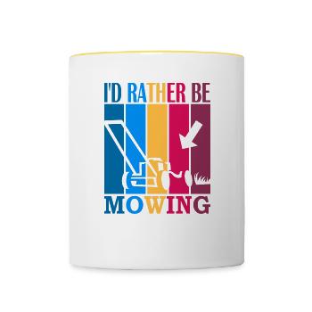 I'd rather be mowing - Tasse zweifarbig - Weiß/Gelb - Vorne
