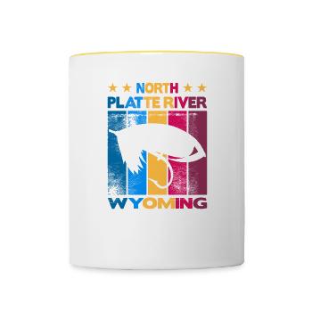 North Platte River Wyoming Fly Fishing - Contrasting Mug - white/yellow - Front