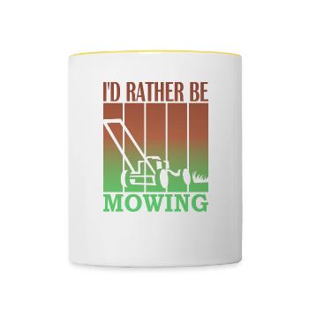 I'd rather be mowing - Tasse zweifarbig - Weiß/Gelb - Vorne
