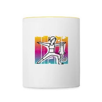 If It Involves Cats & Yoga count me in - Contrasting Mug - white/yellow - Front