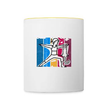 If It Involves Cats & Yoga count me in - Contrasting Mug - white/yellow - Front
