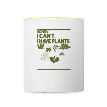Sorry I Can't I have Plants - Tasse zweifarbig - Weiß/Gelb - Vorne