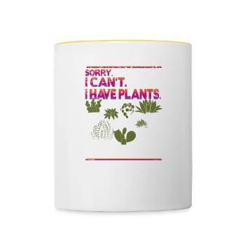 Sorry I Can't I have Plants - Tasse zweifarbig - Weiß/Gelb - Vorne