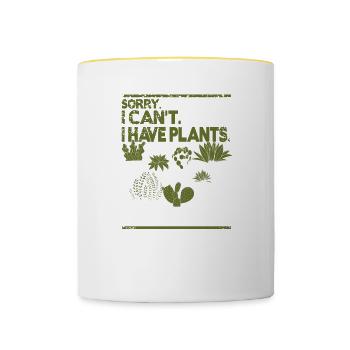 Sorry I Can't I have Plants - Tasse zweifarbig - Weiß/Gelb - Vorne