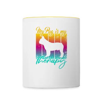 My Pug is my therapy - Contrasting Mug - white/yellow - Front