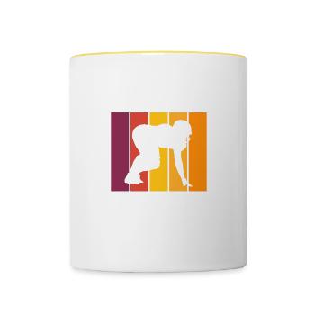 Wasn't Listening was thinking about Football - Tasse zweifarbig - Weiß/Gelb - Vorne