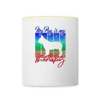 My Pug is my therapy - Contrasting Mug - white/yellow - Front