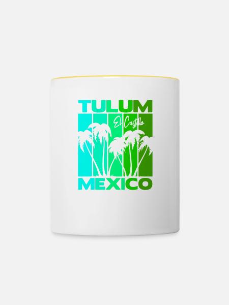 Tulum El Castillo Mexico - Tasse zweifarbig - Weiß/Gelb