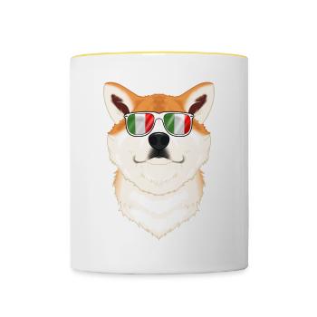 Lunettes de soleil Akita Inu Italy I drapeau italien - Mug contrasté - blanc/jaune - Devant