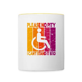 Vintage Wheelchair User Wheelchair - Contrasting Mug - white/yellow - Front