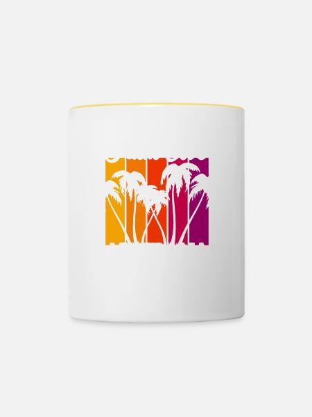 Palm Cove Australia - Tasse zweifarbig - Weiß/Gelb