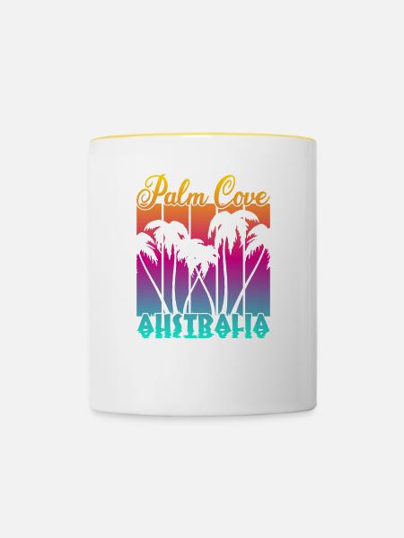 Palm Cove Australia - Tasse zweifarbig - Weiß/Gelb