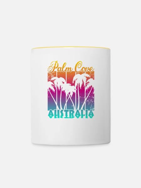 Palm Cove Australia - Tasse zweifarbig - Weiß/Gelb