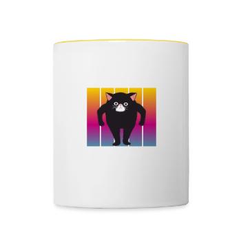 Chat qui regarde - Chats qui regardent - Mug contrasté - blanc/jaune - Devant
