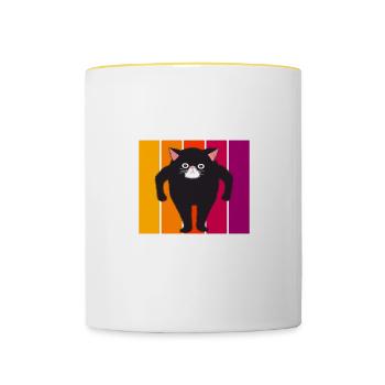 Chat qui regarde - Chats qui regardent - Mug contrasté - blanc/jaune - Devant