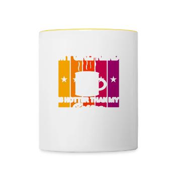 My Girlfriend is hotter than my Coffee - Contrasting Mug - white/yellow - Front