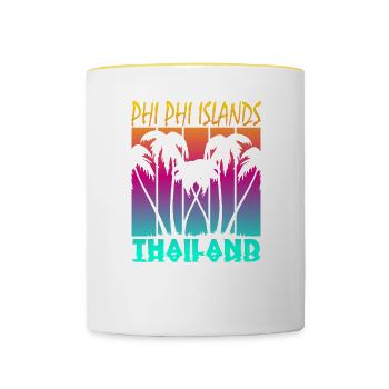 Vintage Phi Phi Islands Thaïlande - Mug contrasté - blanc/jaune - Devant