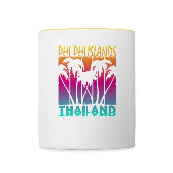 Vintage Phi Phi Islands Thaïlande - Mug contrasté - blanc/jaune - Devant