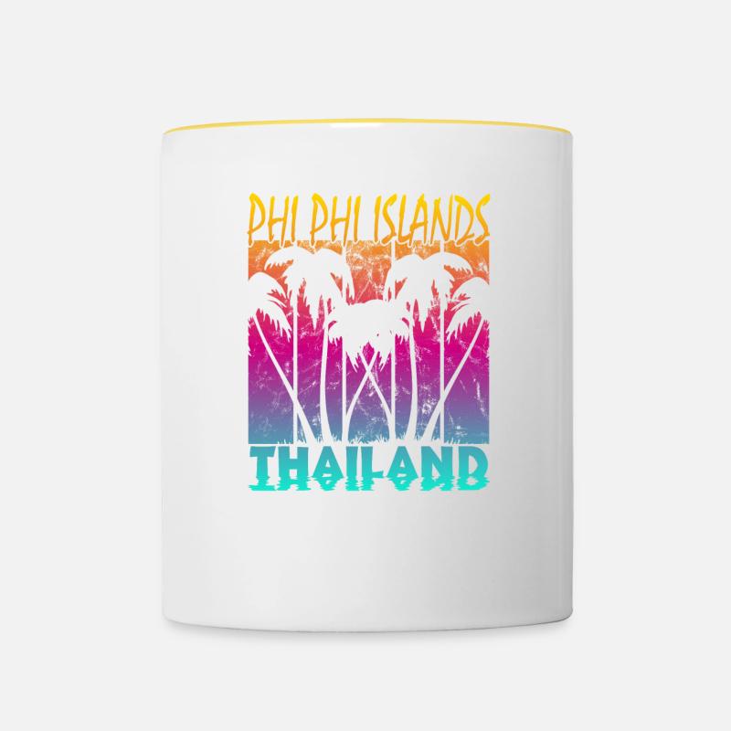 Vintage Phi Phi Islands Thailand - Contrasting Mug - white/yellow