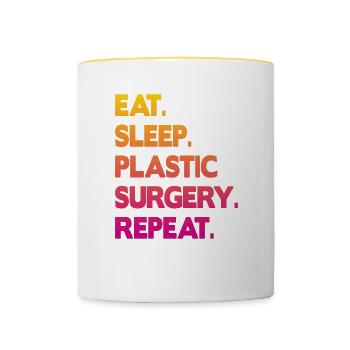 eat sleep plastic surgery repeat - Tasse zweifarbig - Weiß/Gelb - Vorne