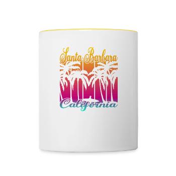 Vintage Santa Barbara California Surf - Contrasting Mug - white/yellow - Front