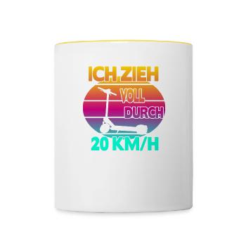 Ich zieh voll durch 20 km/h EScooter - Tasse zweifarbig - Weiß/Gelb - Vorne