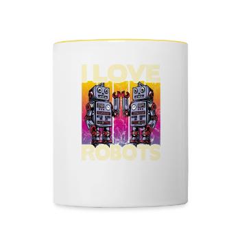 I love Robots - Contrasting Mug - white/yellow - Front