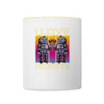I love Robots - Contrasting Mug - white/yellow - Front