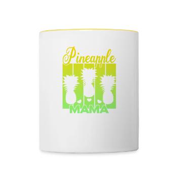 Vintage Pineapple Mama Sunset - Contrasting Mug - white/yellow - Front