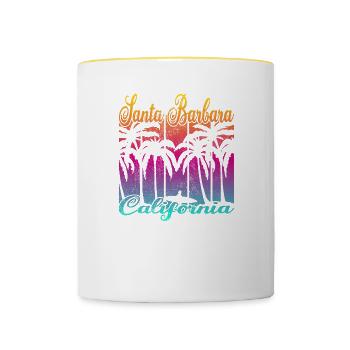 Vintage Santa Barbara California Surf - Contrasting Mug - white/yellow - Front