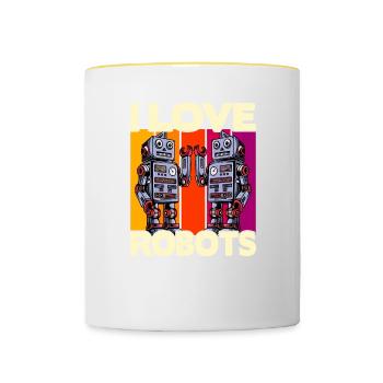 I love Robots - Contrasting Mug - white/yellow - Front