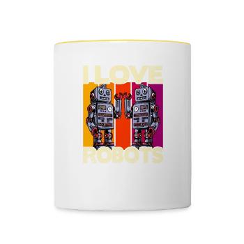 I love Robots - Contrasting Mug - white/yellow - Front