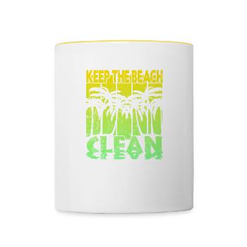 Keep the Beach clean - Tasse zweifarbig - Weiß/Gelb - Vorne
