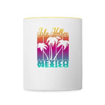 Isla Holbox Mexiko - Tasse zweifarbig - Weiß/Gelb - Vorne