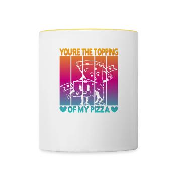 Valentinstag Pizza Partner Liebe - Tasse zweifarbig - Weiß/Gelb - Vorne