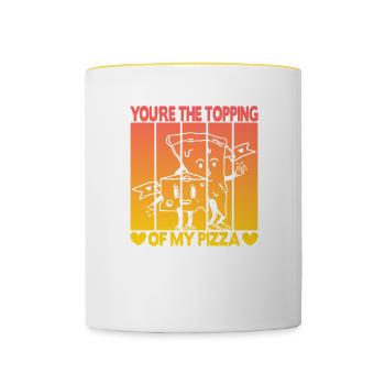Valentinstag Pizza Partner Liebe - Tasse zweifarbig - Weiß/Gelb - Vorne