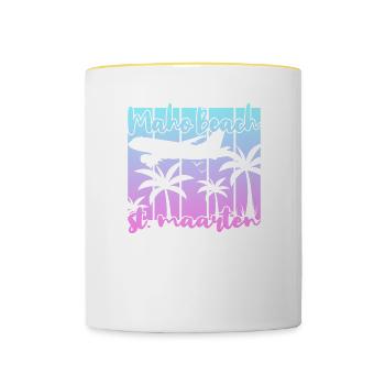Maho Beach St. Maarten - Tasse zweifarbig - Weiß/Gelb - Vorne