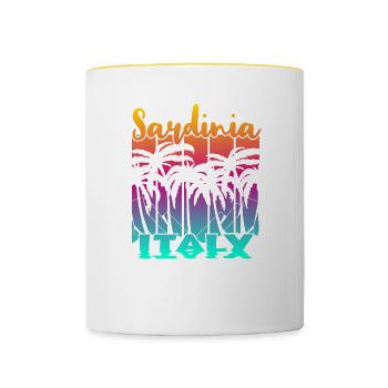Vintage Sardinia Italy Sonnenuntergang - Tasse zweifarbig - Weiß/Gelb - Vorne