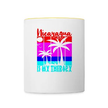 Nicaragua Is My Therapy - Contrasting Mug - white/yellow - Front