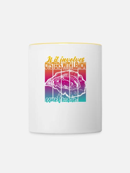 Austern mit Zitrone - Tasse zweifarbig - Weiß/Gelb