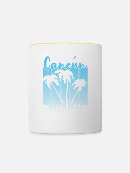 Cancun Mexico - Tasse zweifarbig - Weiß/Gelb