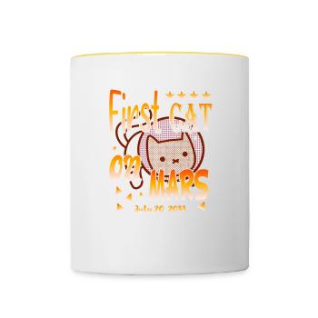 Premier chat sur Mars - Mug contrasté - blanc/jaune - Devant