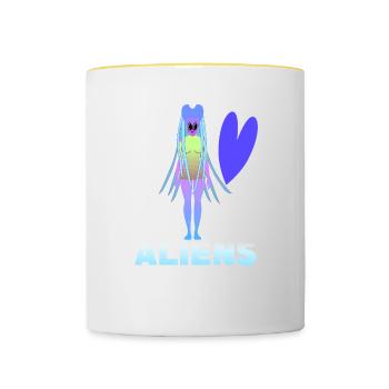 I love aliens - Contrasting Mug - white/yellow - Front