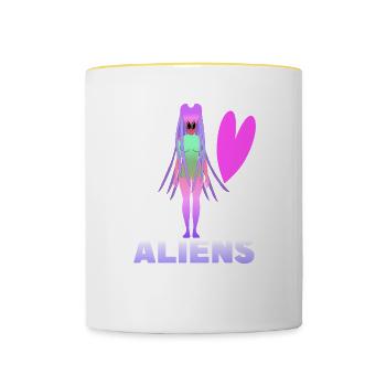 I love aliens - Contrasting Mug - white/yellow - Front